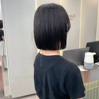 ミディアム パーマ 縮毛矯正/ストンボブ Wカラー💎ヒデジのヘアスタイル