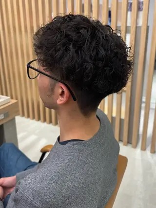 ミディアム パーマ メンズ けー すけのヘアスタイル