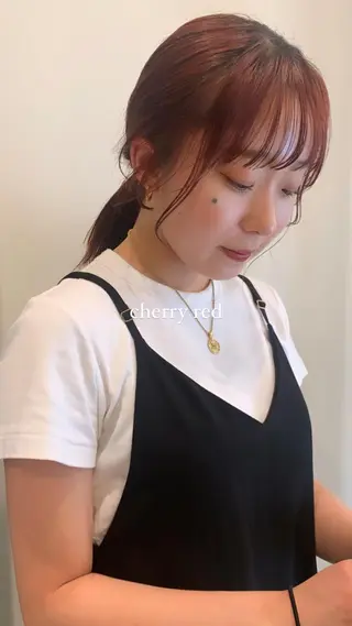 ミディアム カラー 落合希 Olivebeigeのヘアスタイル