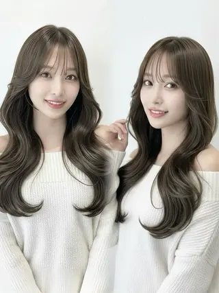 ロング カラー 赤み消し韓国ヘア レイヤー縮毛🤍渡邉のヘアスタイル