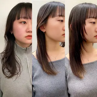 セミロング カラー 似合わせレイヤー/ ケアパーマ/高倉のヘアスタイル