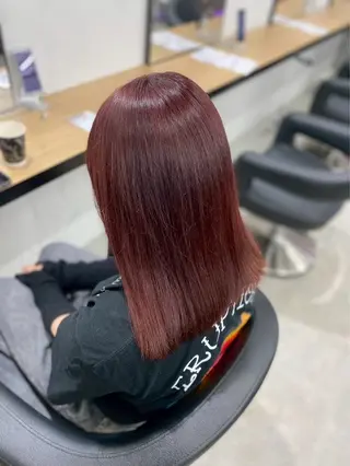 セミロング カラー 韓国レイヤー透明感 艶カラー美髪縮毛矯正のヘアスタイル