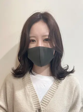 ミディアム カラー RIKA韓国ヘア/く びれヘア/上品カラーのヘアスタイル