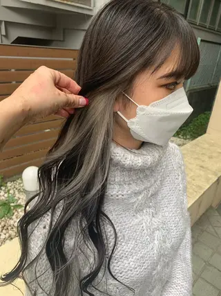 ロング カラー 曲がる縮毛矯正 LIBER 岩名のヘアスタイル