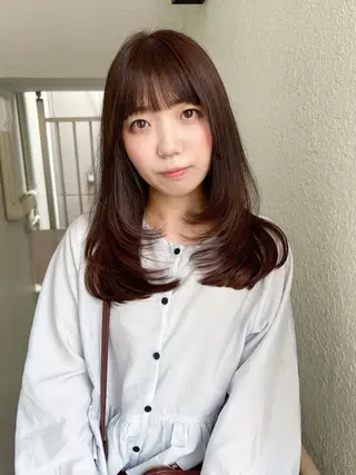 セミロング カラー レイヤーカット🍏 オリーブ/ののかのヘアスタイル