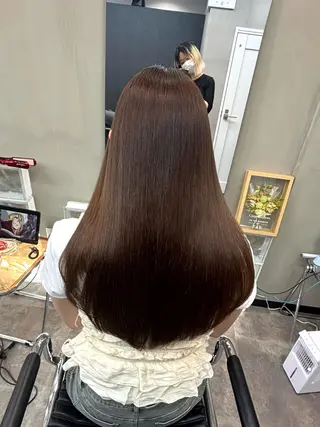 セミロング 髪質改善ストレート/ ブリーチ／渋谷　福田のヘアスタイル