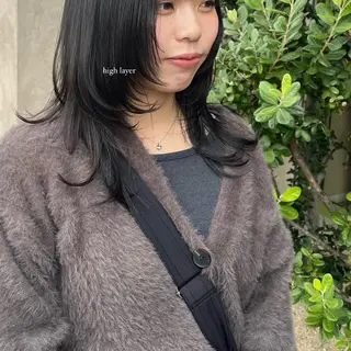ミディアム レイヤー/透明感艶 カラー丸山ななほのヘアスタイル
