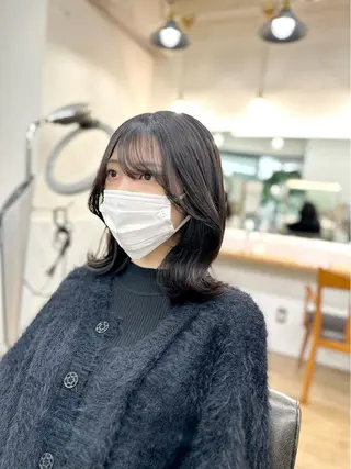 ミディアム カラー パーマ ヘアアレンジ メンズ キッズ ネイル マツエク・マツパ アイブロウ 似合せレイヤー/ 柔らか透明感カラーのヘアスタイル
