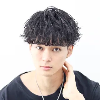 ショート カラー パーマ メンズ 🔥メンズ極🔥韓国 シャドウ/波巻き柿崎のヘアスタイル