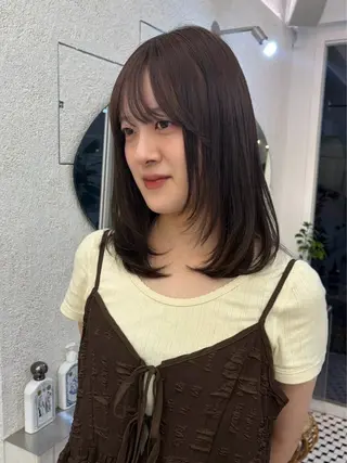 ミディアム カラー ベージュ🤎透明感 カラー/リン🔔のヘアスタイル