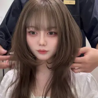 ロング ブリーチなしWカラー /レイヤーカット大阪のヘアスタイル