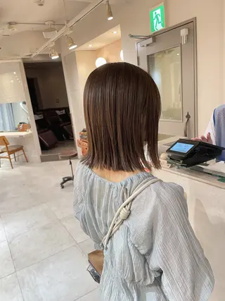 ミディアム カラー 切りっぱなしボブ ソノキユウカのヘアスタイル