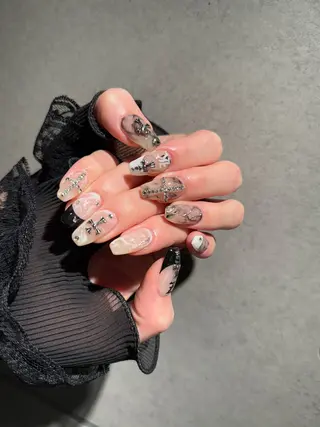 ネイル I-nailロング /ワンホン/キラキラのネイルデザイン