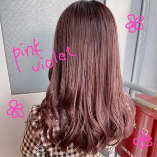 セミロング カラー ヘアアレンジ なつき/艶ピンク/ girly hairのヘアスタイル