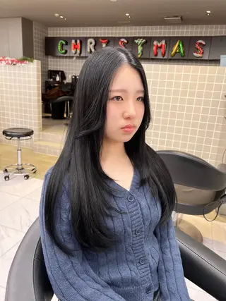 ロング カラー パーマ ヘアアレンジ メンズ キッズ 上品＆韓国風 🥀海心🥀のヘアスタイル