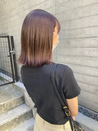 ミディアム ✨色持ちの良い艶 カラー✨蟹江真世のヘアスタイル