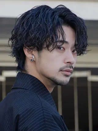 ミディアム パーマ メンズ 江藤 竜広のヘアスタイル