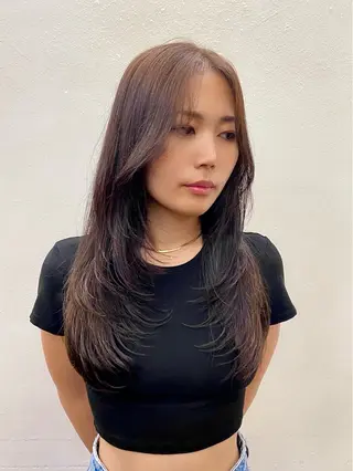 セミロング カラー 似合わせレイヤー/ ケアパーマ/高倉のヘアスタイル