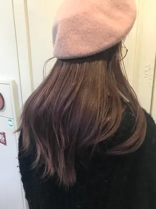 セミロング カラー ヘアアレンジ 【体験】韓国 メイク&ヘア天神のヘアスタイル