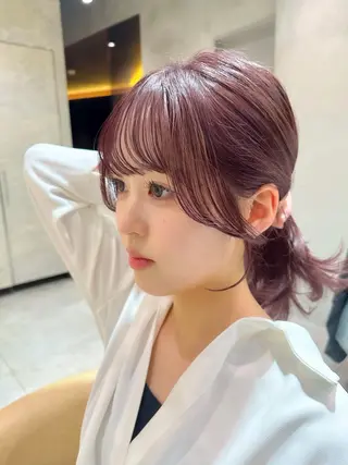セミロング 縮毛矯正 ミディアム レイヤー 顔周り金山のヘアスタイル