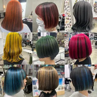 ミディアム カラー 髪質改善カラー デザインカラーあらげのヘアスタイル
