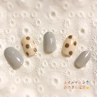 ネイル ショートネイル 森のさんぽ道のネイルデザイン