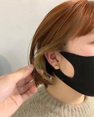 ミディアム カラー パーマ ボブパーマコテ巻き風 パーマNo1深江秀平のヘアスタイル