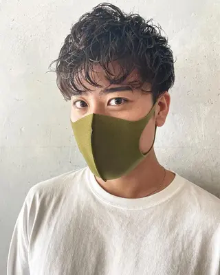 ミディアム パーマ メンズ 骨格補正カット✂︎ 🌟菅野陽介🌟のヘアスタイル