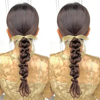 ロング ヘアアレンジ ヘアメ🎀推しカラー 🥣横浜/しほ🧸のヘアスタイル