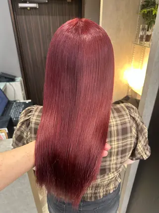 ミディアム カラー 天神暖色カラー レイヤー・髪質改善のヘアスタイル