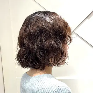 ミディアム パーマ 横浜パーマ🌐ボブ✨ 暖色カラーもえかのヘアスタイル