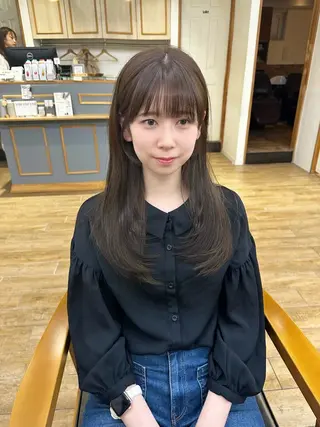 ロング カラー パーマ ヘアアレンジ メンズ キッズ レイヤーカット/ 巻ける縮毛矯正のヘアスタイル