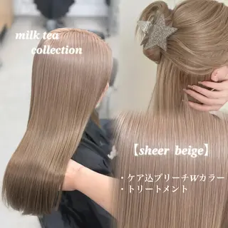 ロング カラー NAMI🤎ブラウン &ミルクティー🤍のヘアスタイル
