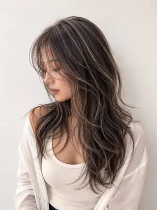 ロング カラー 海外風レイヤーカット 👑店長　平松　由のヘアスタイル