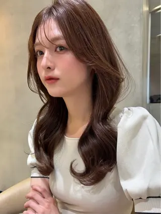 セミロング カラー パーマ 仙台Ｉ韓国レイヤー Ｉ髪質改善Ｉ伊藤拓海のヘアスタイル