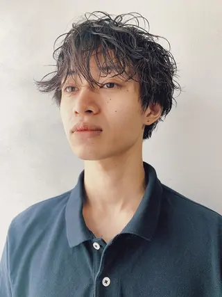 パーマ メンズ ボブパーマコテ巻き風 パーマNo1深江秀平のヘアスタイル