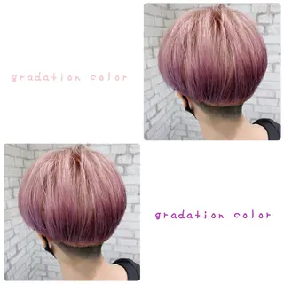 ショート カラー ヘアアレンジ ブリーチなし艶カラー 東家のヘアスタイル