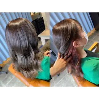 カラー 🩵盛れる顔周り/ 艶カラーemi🩵のヘアスタイル