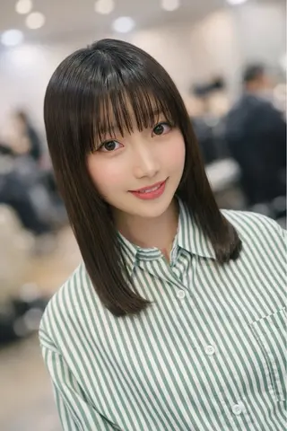 セミロング パーマ 平川友理💘 似合せカットカラーのヘアスタイル