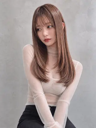 セミロング カラー ヘアアレンジ 髪質改善🫧縮毛矯正 ハイトーン/れんのヘアスタイル