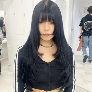 ロング リコ 渋谷 ハッシュカットのヘアスタイル