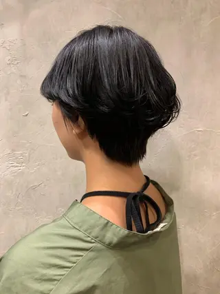 ショート カラー ヘアアレンジ ボブパーマコテ巻き風 パーマNo1深江秀平のヘアスタイル