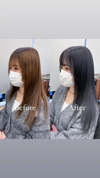 ロング カラー 水田吉亮/髪質改善/ 縮毛矯正/レイヤーのヘアスタイル