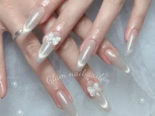 ネイル エツメ💅 長さ出し🎀デザインのネイルデザイン