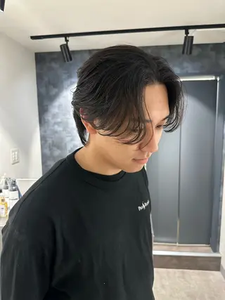 ミディアム パーマ メンズ 💈ニュアンスパーマ センターパート💈のヘアスタイル
