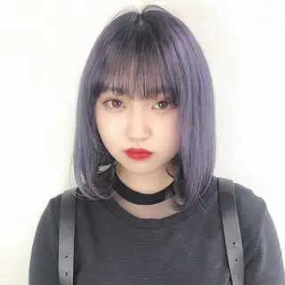 ミディアム カラー ヘアアレンジ 韓国レイヤーカット/ 儚げカラーチナツのヘアスタイル