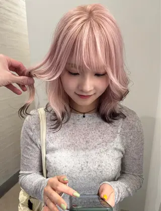 セミロング カラー Kazuki/名古屋 ブリーチ/髪質改善のヘアスタイル