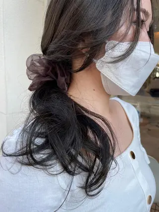ロング カラー 🍋透け感カラー🍃 オリーブ🍐Kahoのヘアスタイル