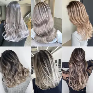 セミロング カラー ブリーチ 透明感HIDEのヘアスタイル