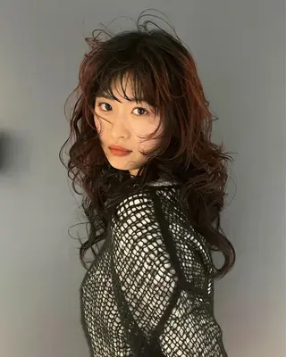 ロング カラー パーマ ヘアアレンジ メンズ キッズ デザインカラー 原宿/キシタのヘアスタイル